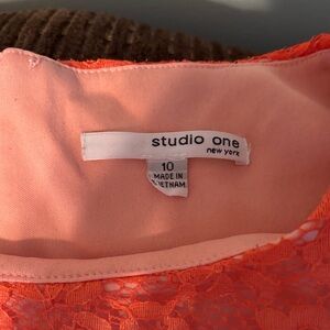 Studio One Orange Lace Midi Dress